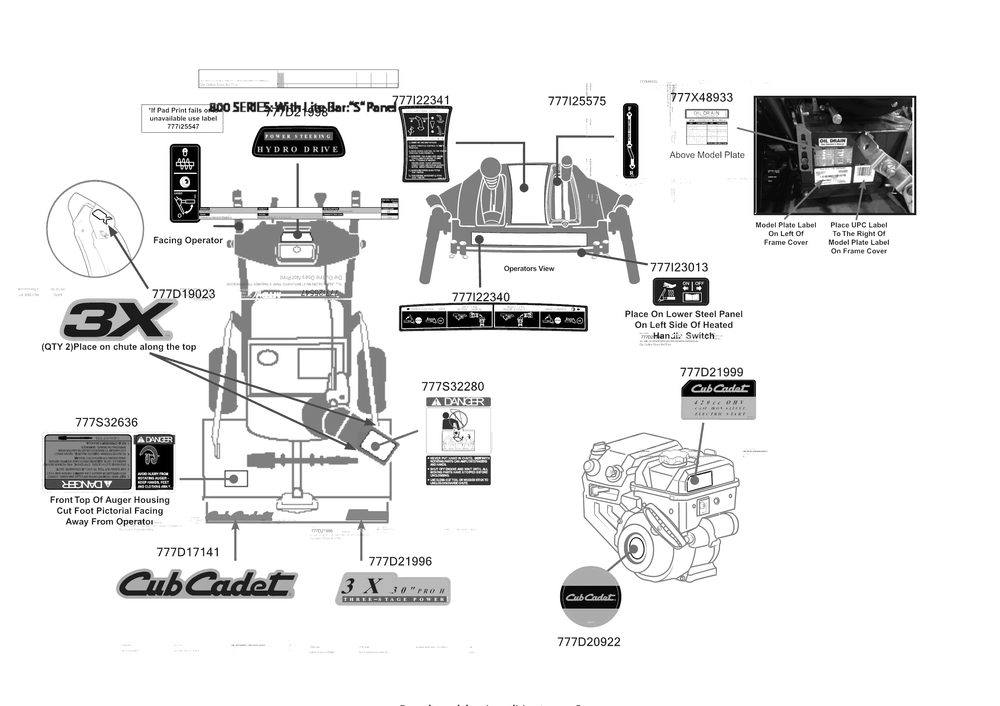 Label Map Diagram and Parts List for 3X30-INCHPROH (31AH8E2U710)(2016) Cub Cadet Snow Blower